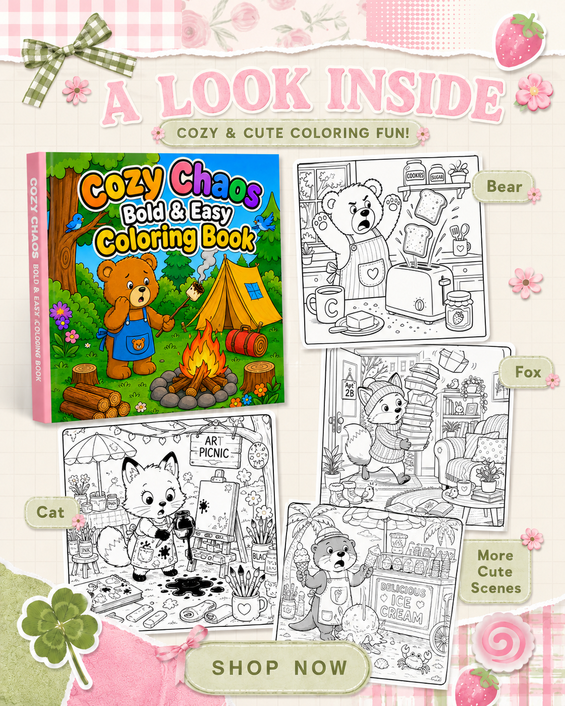 Cozy Chaos Bold & Easy Coloring Book