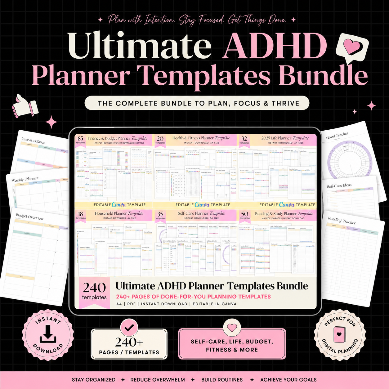 Ultimate ADHD Planner Templates Bundle