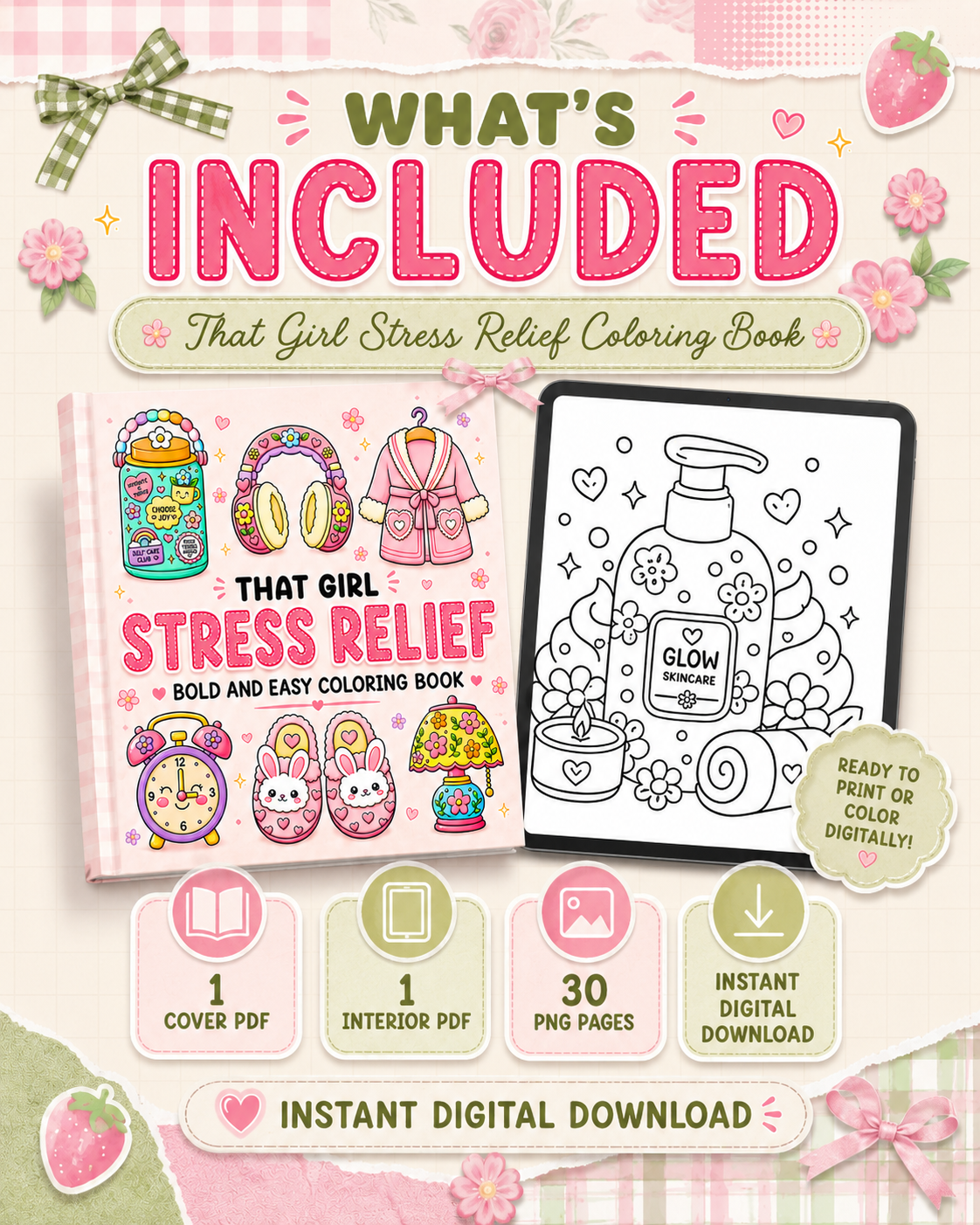 That Girl Stress Relief Coloring Book | Digital Download