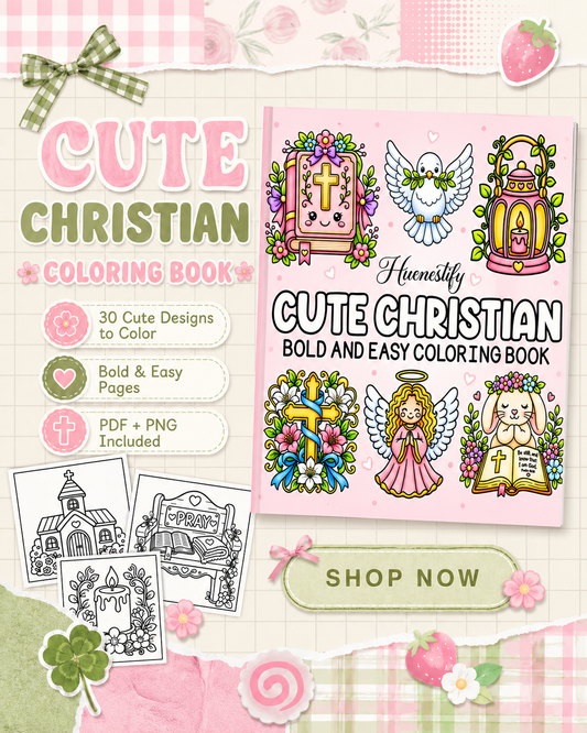 Cute Christian Bold & Easy Coloring Book – Digital Download