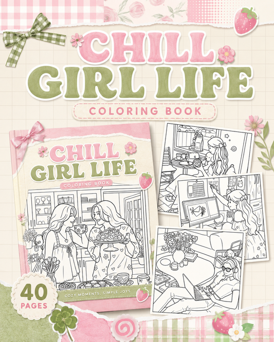 Chill Girl Life Coloring Book | 40 Cozy Girl Aesthetic Pages