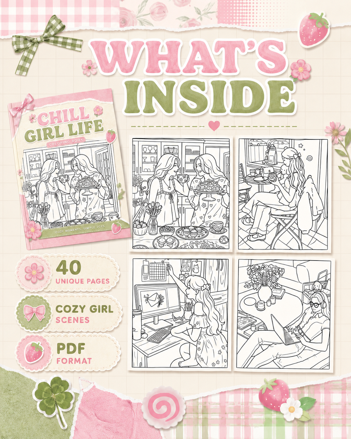 Chill Girl Life Coloring Book | 40 Cozy Girl Aesthetic Pages