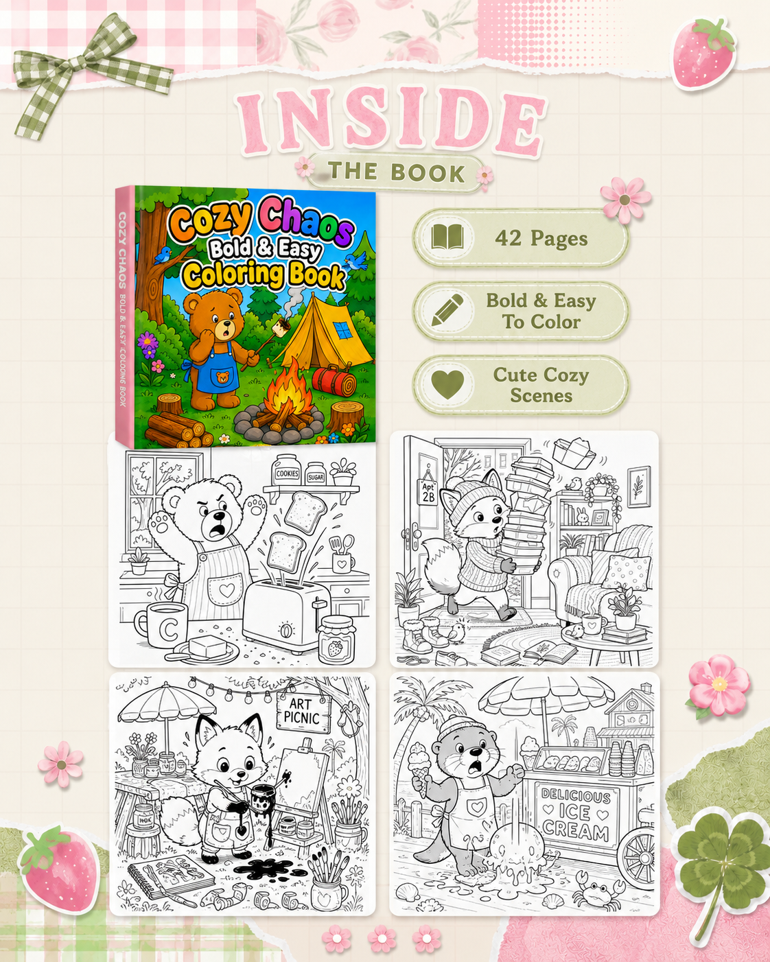 Cozy Chaos Bold & Easy Coloring Book