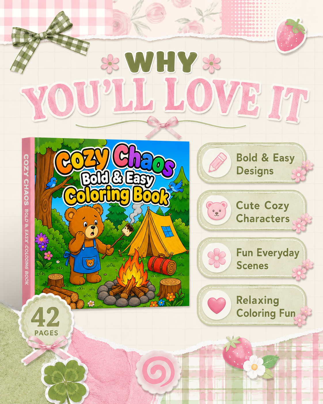Cozy Chaos Bold & Easy Coloring Book