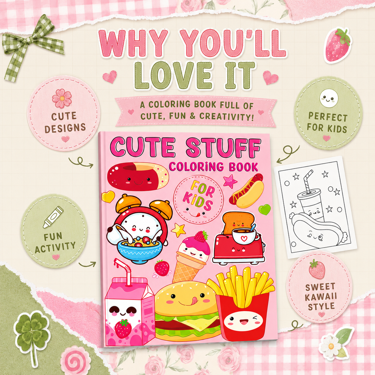PLR Cute Stuff Coloring Book for Kids – Editable KDP Coloring Book Bundle