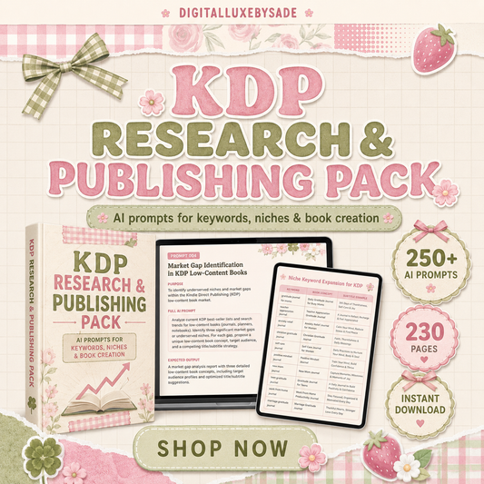 KDP Research & Publishing Pack | 250+ AI Prompts for Keywords, Niches & Book Creation