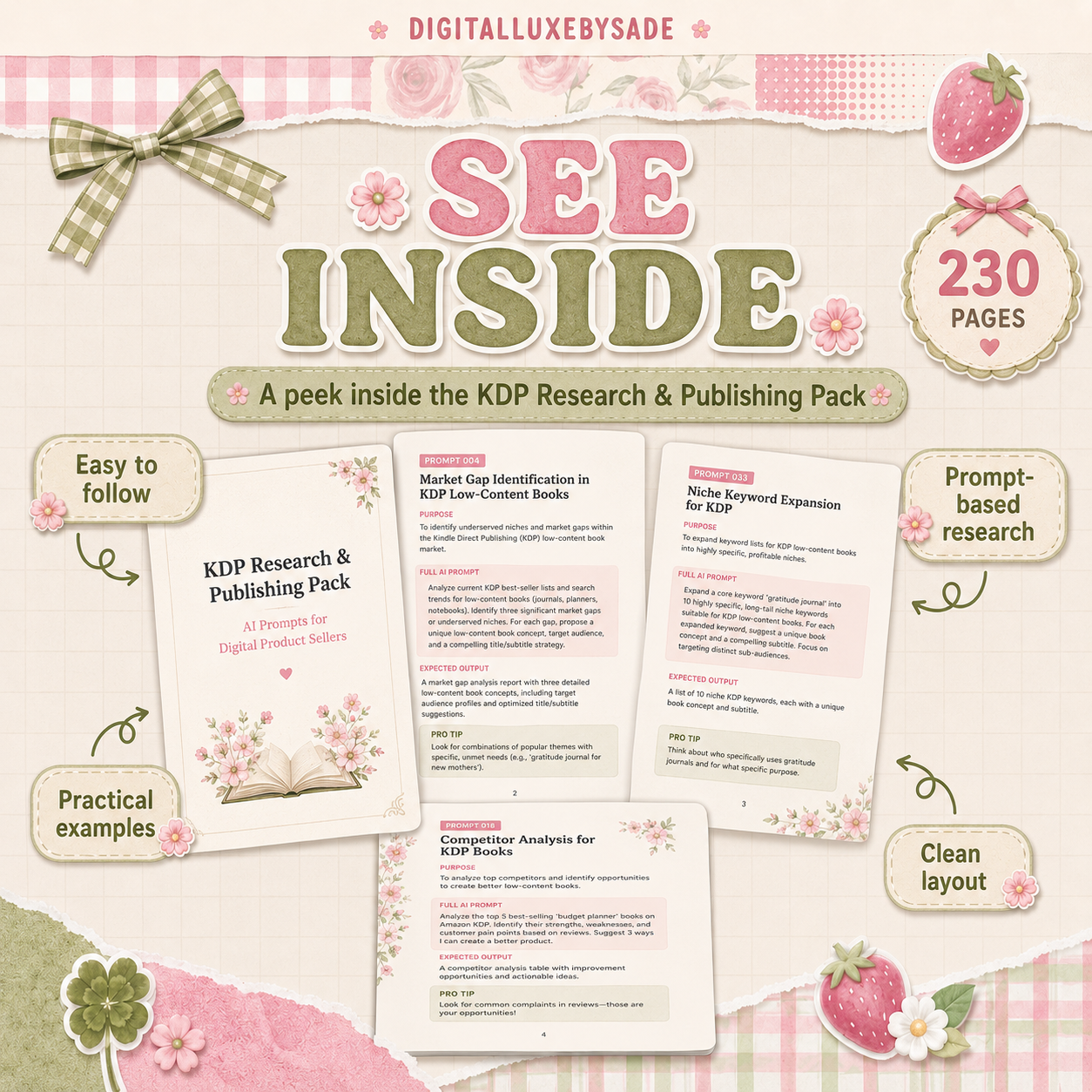 KDP Research & Publishing Pack | 250+ AI Prompts for Keywords, Niches & Book Creation