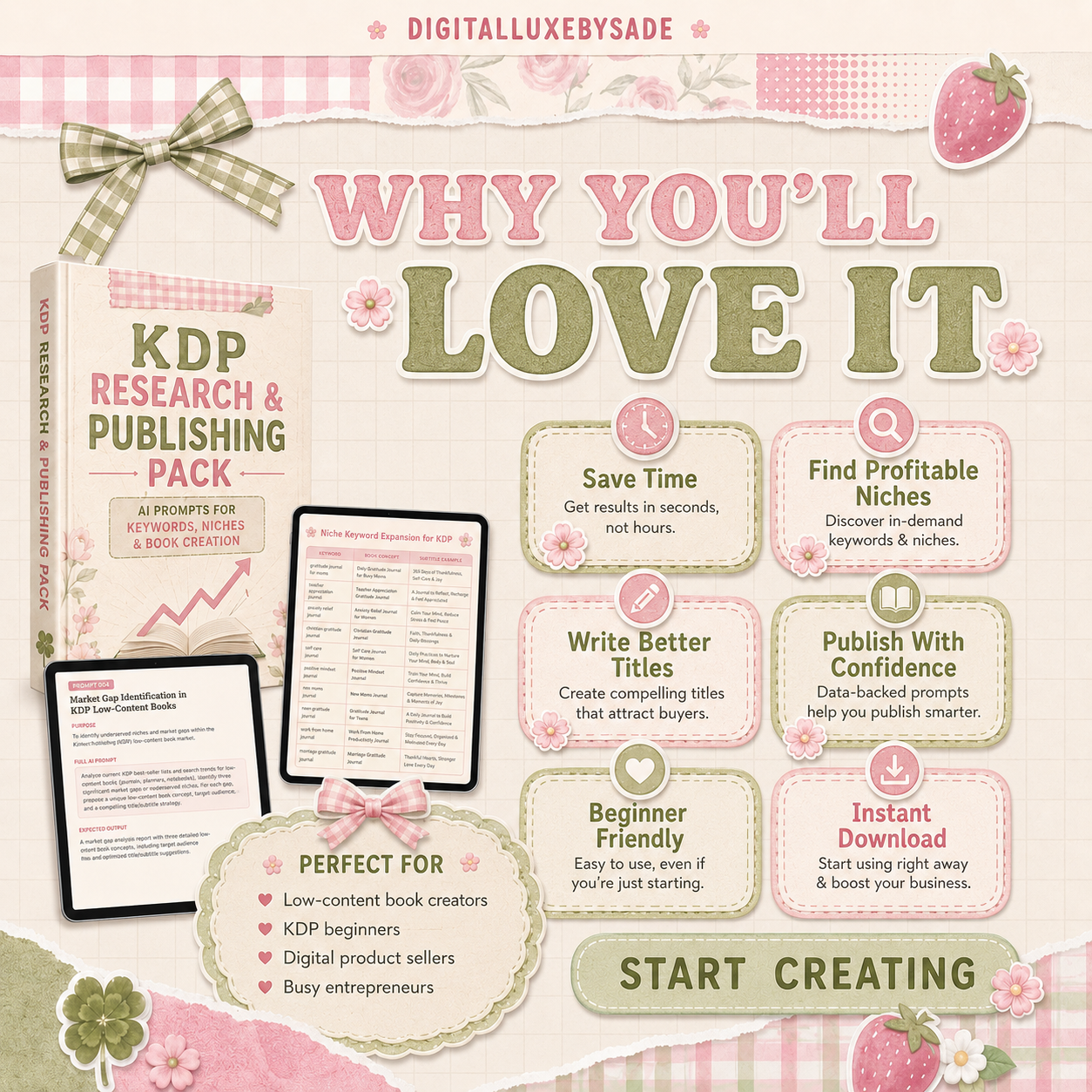 KDP Research & Publishing Pack | 250+ AI Prompts for Keywords, Niches & Book Creation