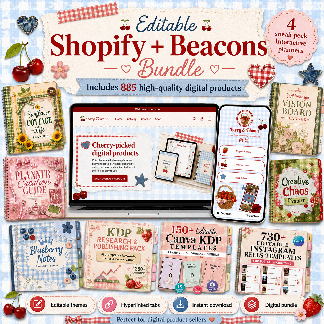 Shopify - Beacons Theme Bundle with 885 Digital Products to sell