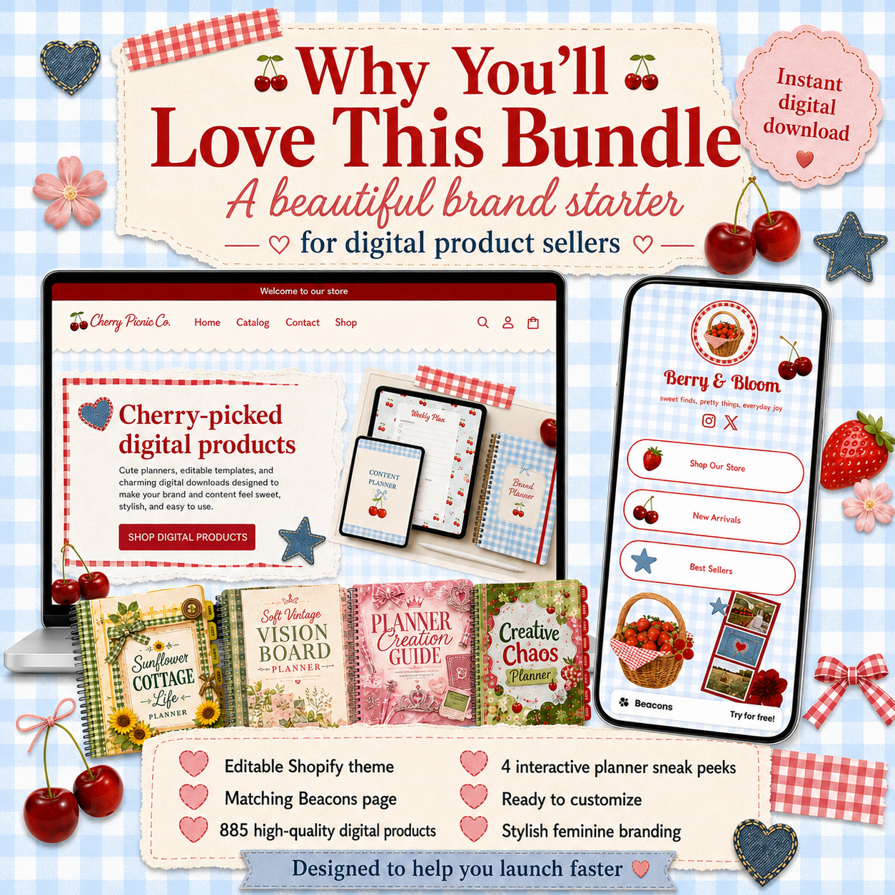 Shopify - Beacons Theme Bundle with 885 Digital Products to sell