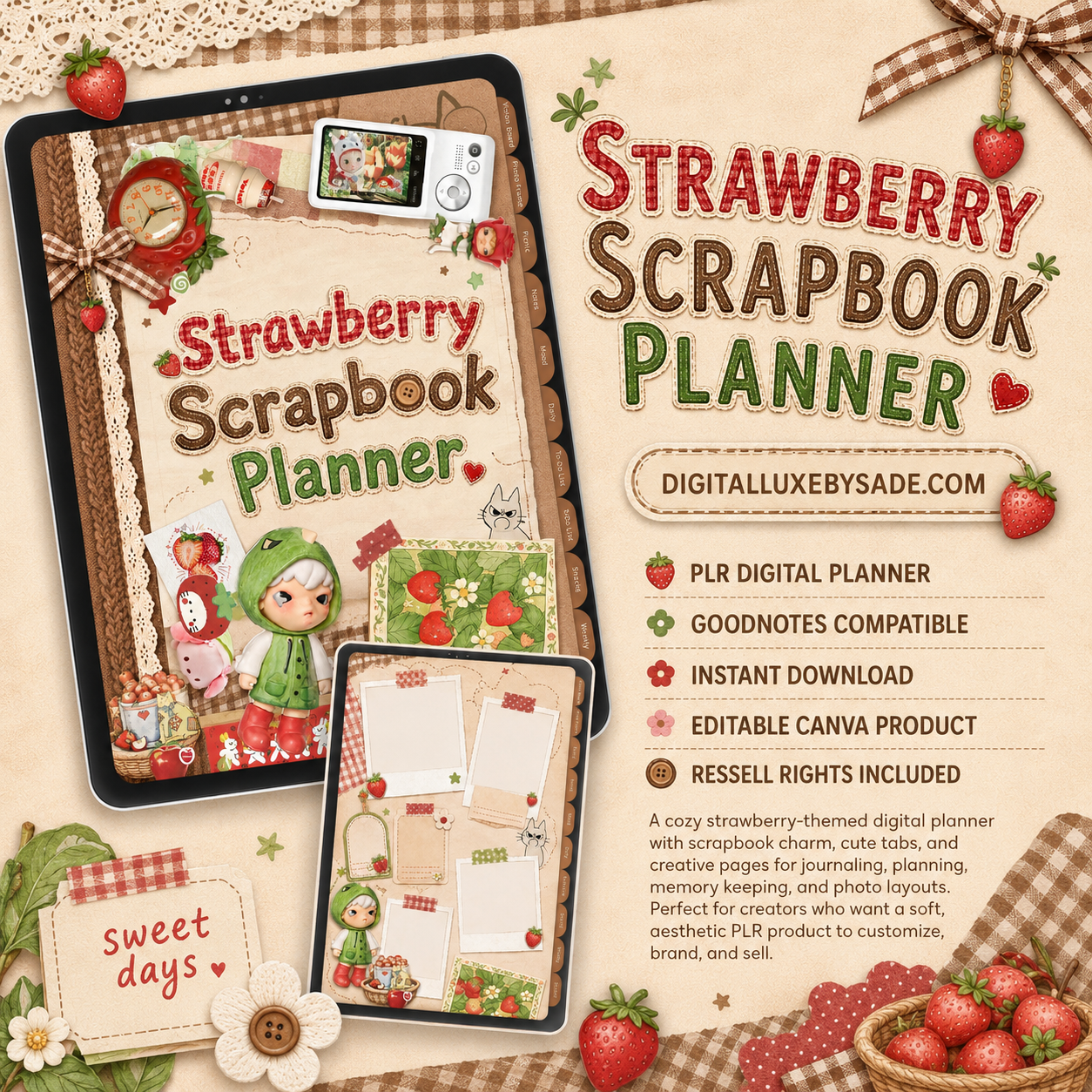 Strawberry Scrapbook Digital Planner