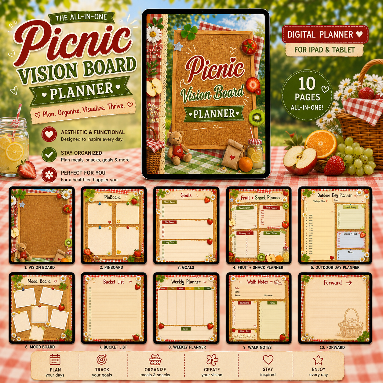 Picnic Vision Board Digital Planner
