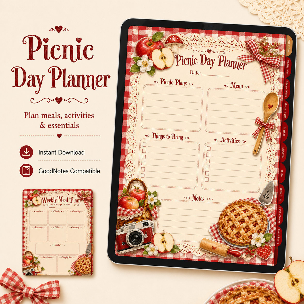 Apple Pie Picnic Digital Planner