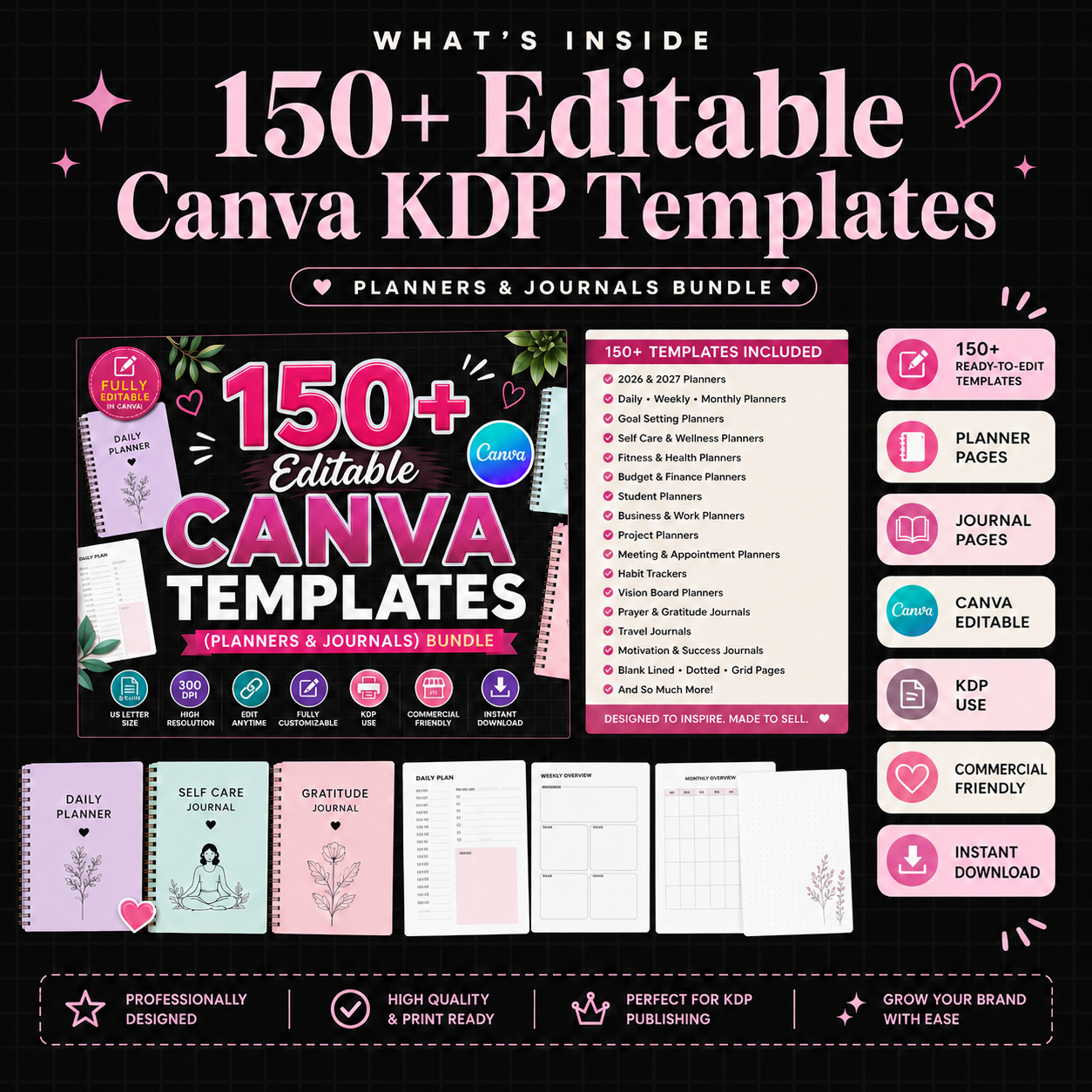 150+ Editable Canva KDP Templates