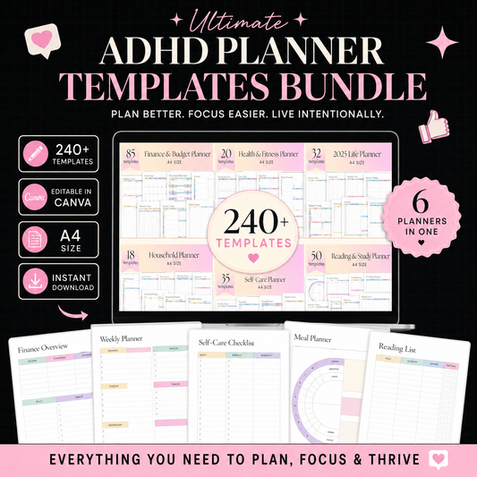 Ultimate ADHD Planner Templates Bundle