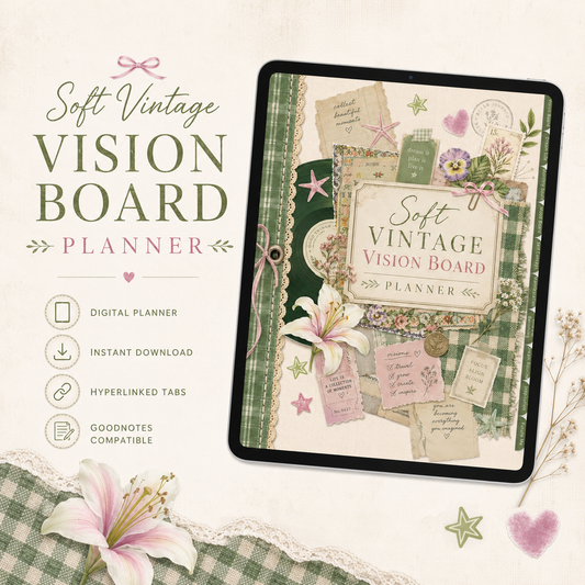 Soft Vintage Vision Board Digital Planner