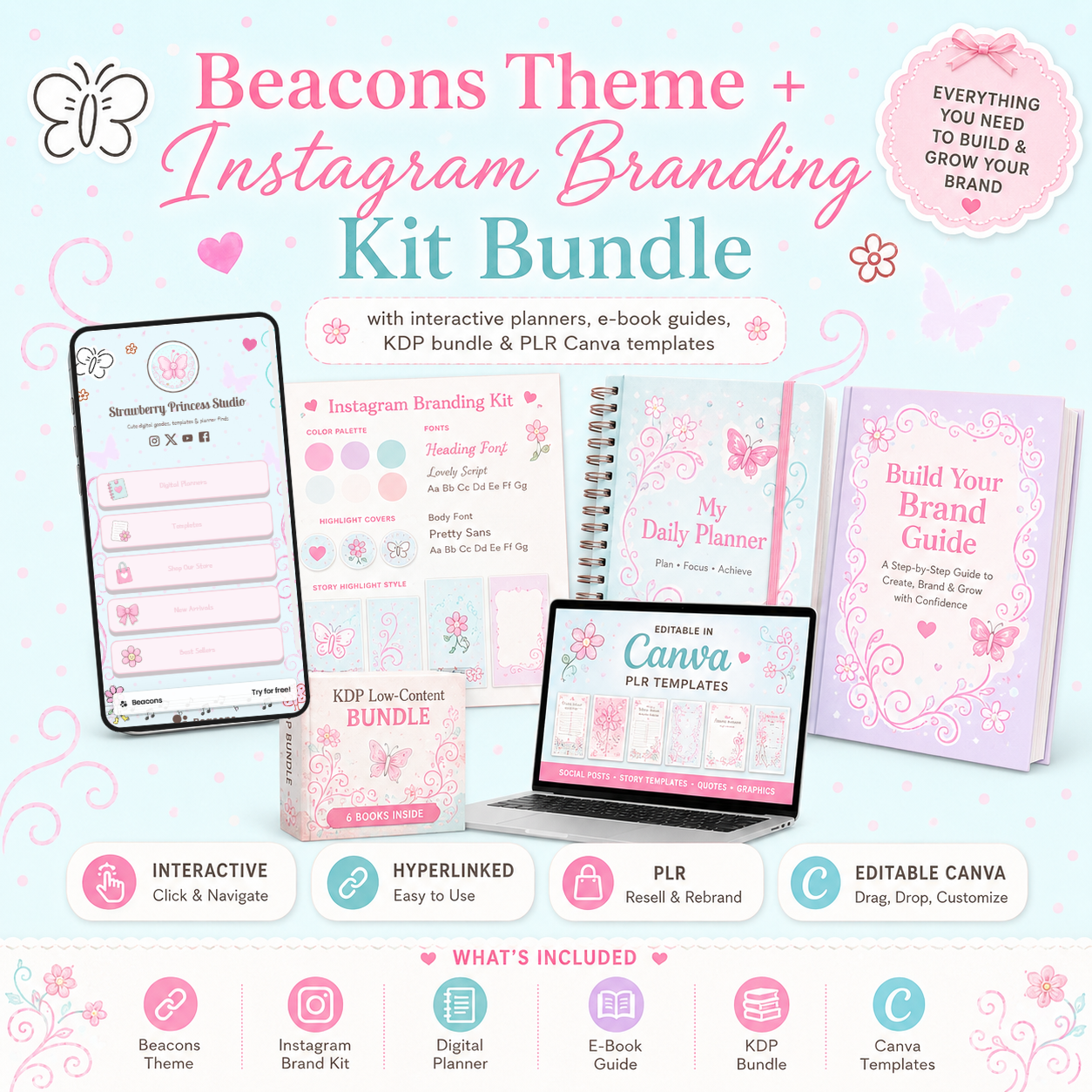 Blue Saturn Beacons Theme + Instagram Branding Kit Bundle