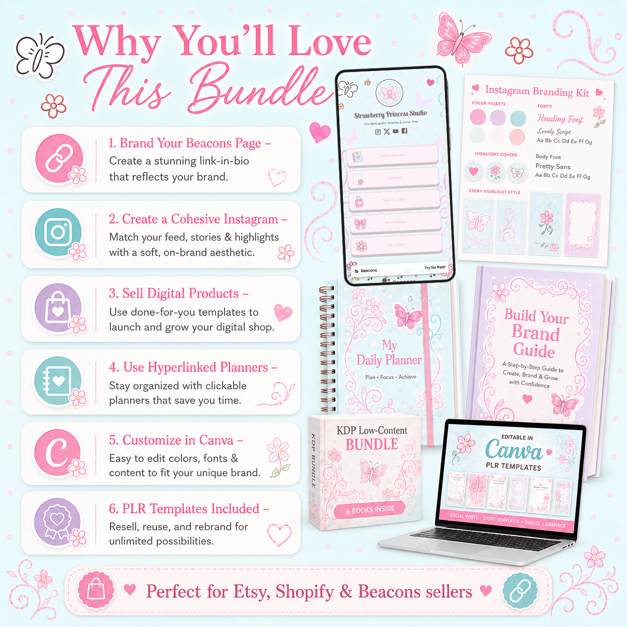 Blue Saturn Beacons Theme + Instagram Branding Kit Bundle