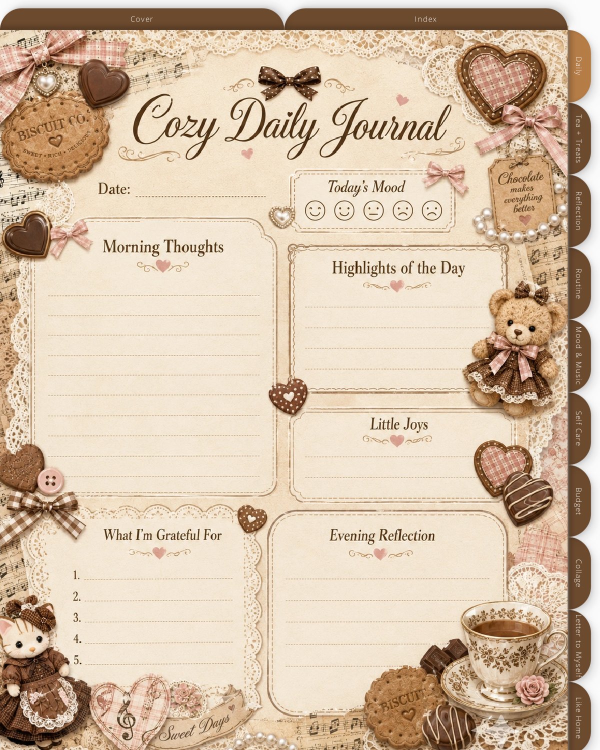 Chocolate Charm Journal Digital Planner